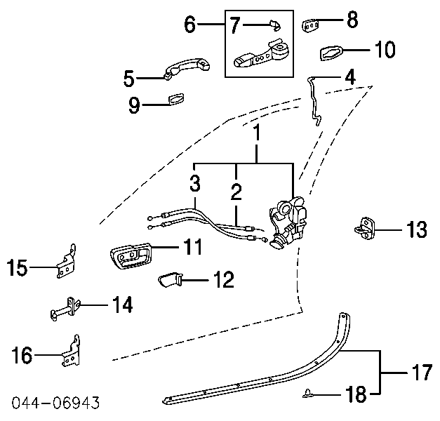 Zawias drzwi przednich lewych Toyota Camry (V30)