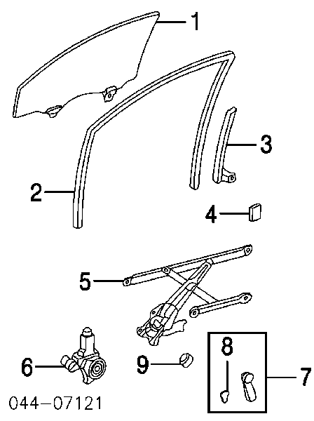 6980212190 Toyota Mechanizm podnoszenia szyby drzwi przednich lewych