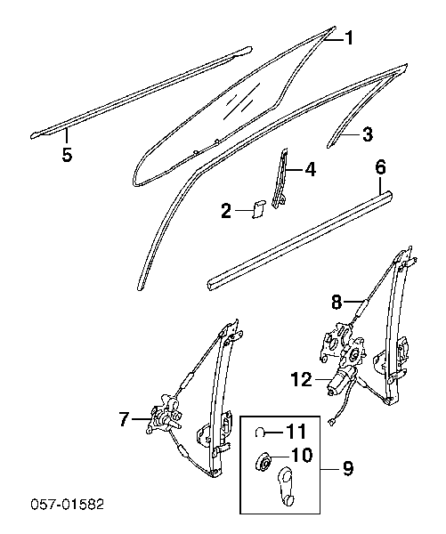 Mechanizm podnoszenia szyby drzwi przednich prawych Mitsubishi Lancer VI sedana (CJ, CP) (1995 - 2003) cena, od 81,91 USD