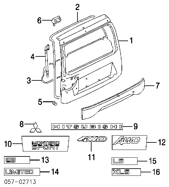 MR971337 Mitsubishi Emblemat na klapę bagaznika (znaczek firmowy)