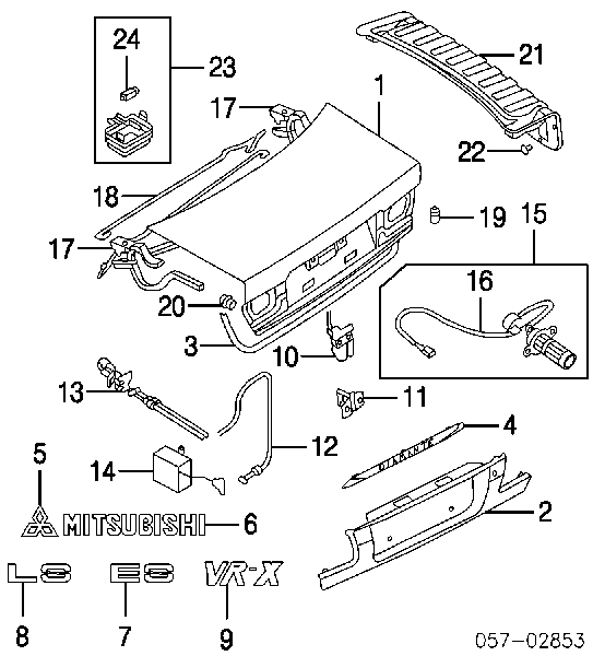 MR108148 Mitsubishi Emblemat na klapę bagaznika (znaczek firmowy)