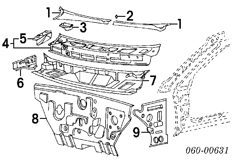 Spinka mocowania atrapy chłodnicy Hyundai Trajet (FO)