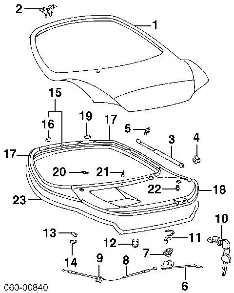 Do koszyka Amortyzator klapy bagażnika (3/5 drzwi-tylnych) Hyundai Coupe I RD