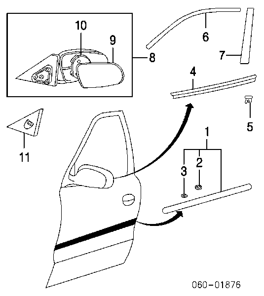 8761025111CA Hyundai/Kia Lusterko wsteczne lewe
