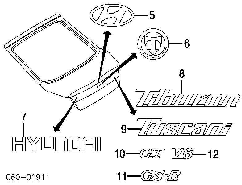 Emblemat na klapę bagaznika (znaczek firmowy) do Hyundai Coupe II GK