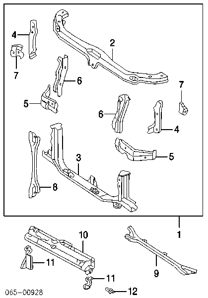 Osłona chłodnicy kompletna (panel mocowania reflektorów) Lexus RX 300 SUV (MCU1) (1998 - 2003) cena, od 400,17 USD