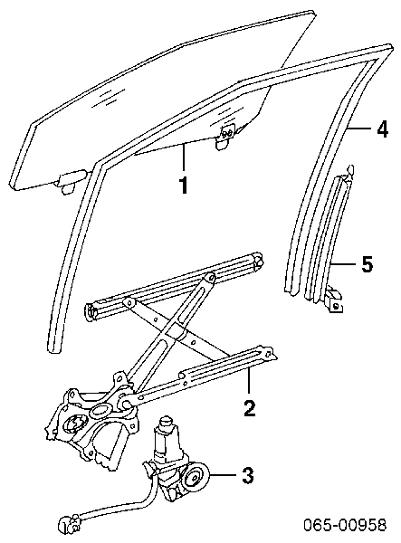 Mechanizm podnoszenia szyby drzwi przednich prawych Lexus RX 300 (MCU1)