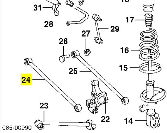 Wahacz zawieszenia tylnego dolny prawy Lexus RX 300 (MCU1)