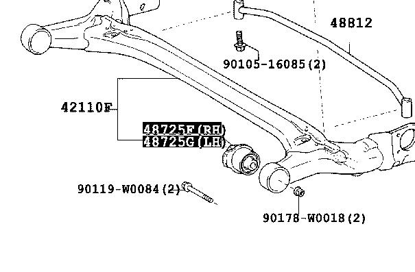 487250F010 Toyota Silentblock tylnej belki