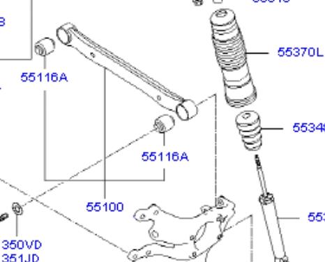 551002G000 Hyundai/Kia Wahacz zawieszenia tylnego górny lewy/prawy