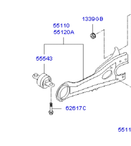 552802H000 Hyundai/Kia Wahacz (drążek) zawieszenia tylnego podłużny dolny prawy