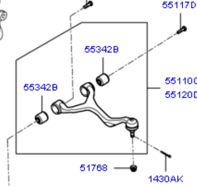 Wahacz zawieszenia tylnego górny lewy Hyundai/Kia 551103K000 cena, od 55,09 USD
