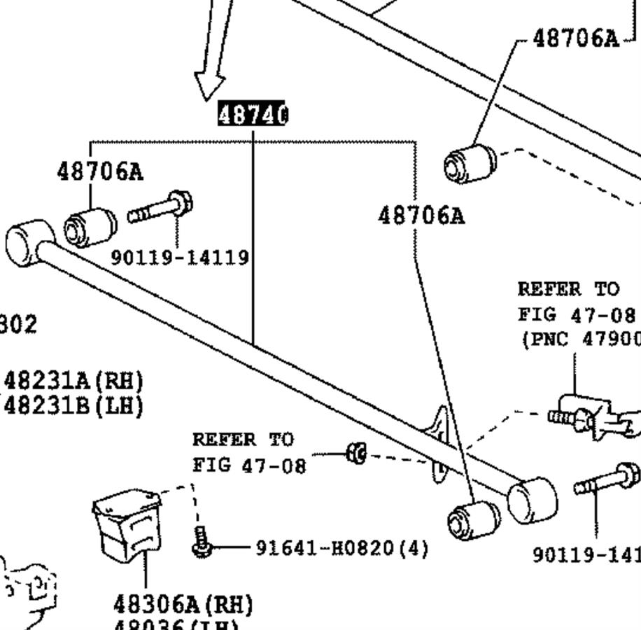 4874035040 Toyota Drążek poprzeczny zawieszenia tylnego