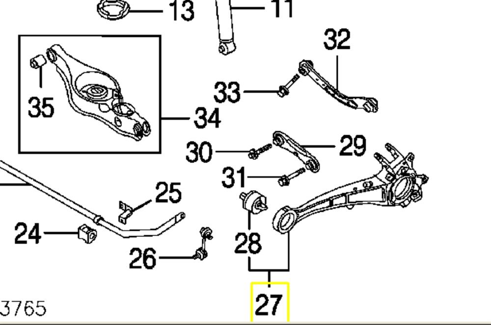 4125A034 Mitsubishi Wahacz (drążek) zawieszenia tylnego podłużny dolny prawy
