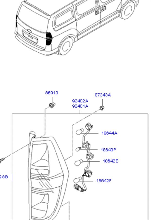 Lampa zespolona tylna lewa Hyundai H-1 STAREX Starex (TQ)