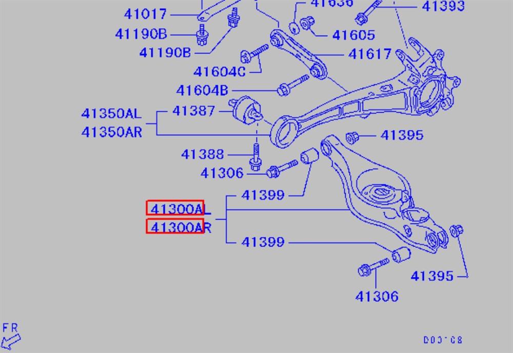 4113A038 Mitsubishi Wahacz zawieszenia tylnego dolny prawy