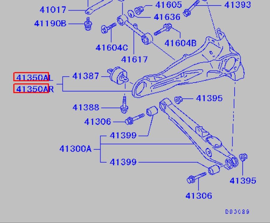 4125A013 Mitsubishi Wahacz (drążek) zawieszenia tylnego podłużny dolny lewy