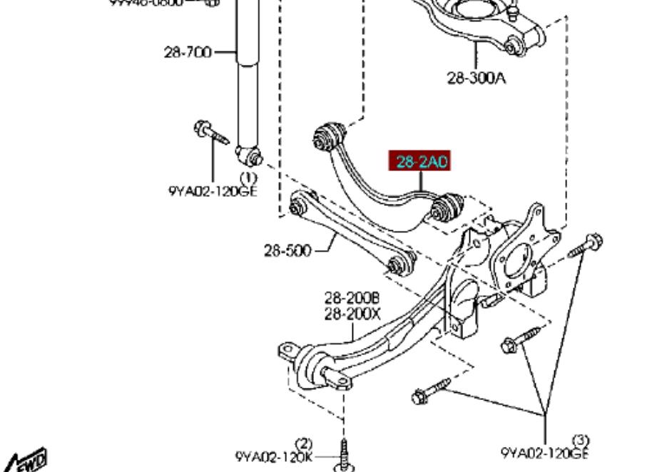 Wahacz zawieszenia tylnego górny lewy/prawy Ford Focus 1 (DAW, DBW)