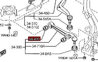 Silentblock przedniego wahacza dolnego Mazda GJ6A34470A cena, od 7,05 USD