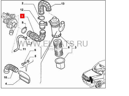 55202255 Fiat/Alfa/Lancia Króciec powietrza, przepływomierz
