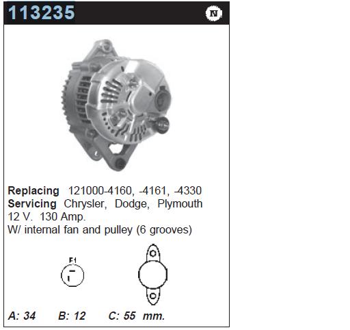 04727325AA Chrysler alternator