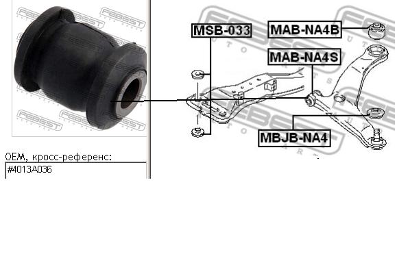 Silentblock przedniego wahacza dolnego Febest MABNA4S cena, od 10,14 USD