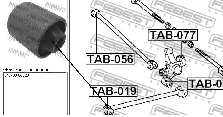Silentblock wahacza tylnego podłużnego Febest TAB019 cena, od 9,42 USD