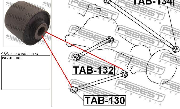 Silentblock tylnego drążka podłużnego Febest TAB130 cena, od 10,14 USD