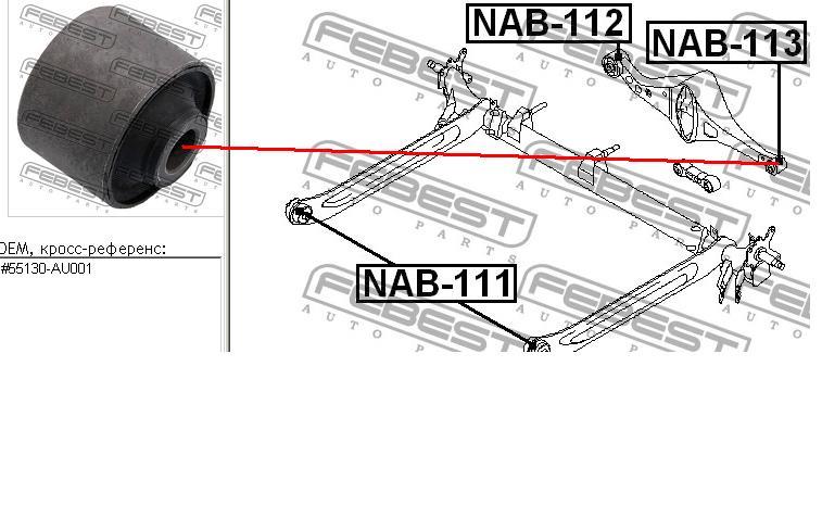 Silentblock tylnego wahacza poprzecznego Febest NAB113 cena, od 14,80 USD