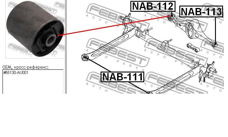 Silentblock tylnego wahacza poprzecznego Febest NAB112 cena, od 21,31 USD
