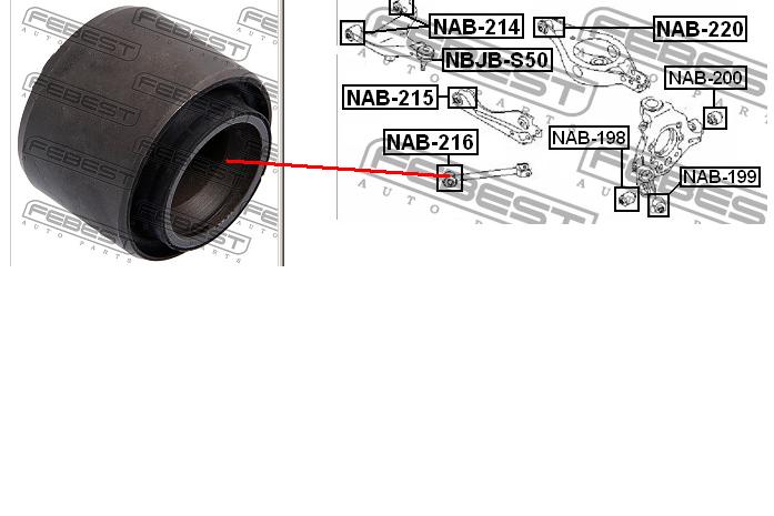 Silentblock tylnego drążka podłużnego Febest NAB216 cena, od 6,21 USD