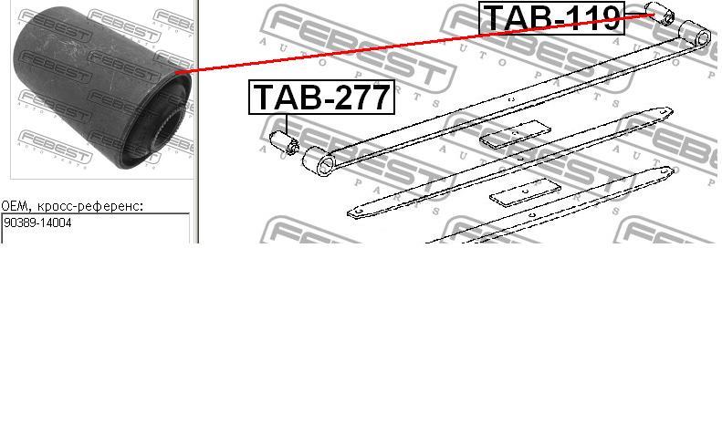 Do koszyka 90389T0005 Toyota Silentblock tylnego resoru tylny