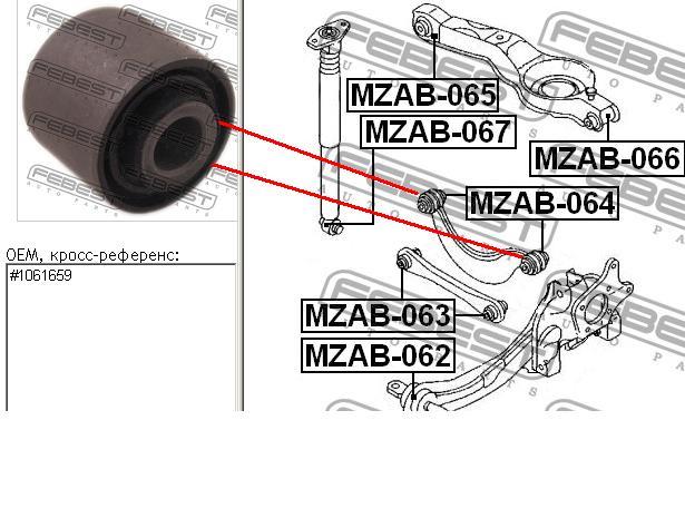 Silentblock wahacza tylnego górnego Febest MZAB064 cena, od 8,68 USD
