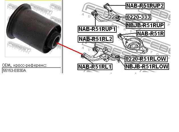 NAB-R51RL1 Febest silentblock wahacza tylnego dolnego