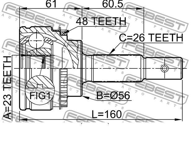 0110051A48 Febest przegub homokinetyczny przedni zewnętrzny