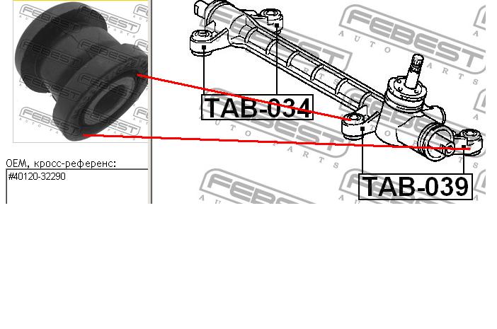 Silentblock mocowania maglownicy Febest TAB039 cena, od 8,70 USD