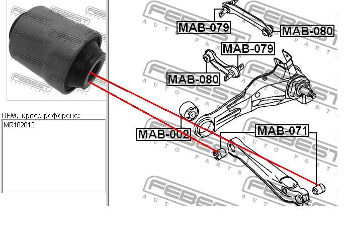 Silentblock wahacza tylnego dolnego Febest MAB071 cena, od 9,97 USD