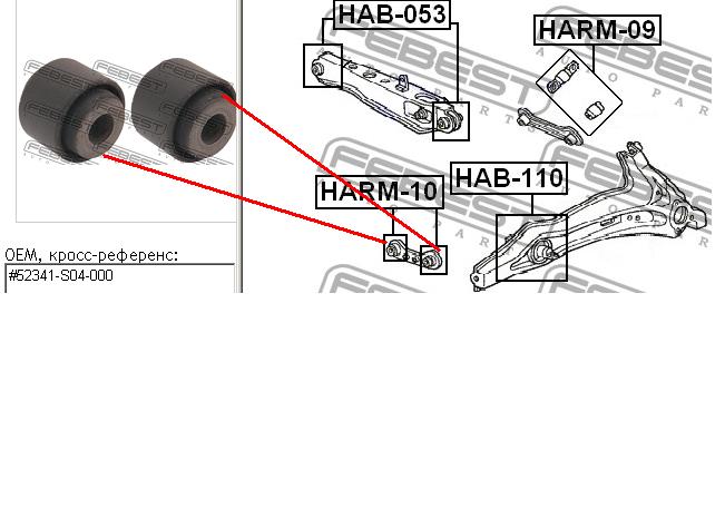 Silentblock drążka poprzecznego (zawieszenia tylnego) Febest HARM10 cena, od 8,11 USD