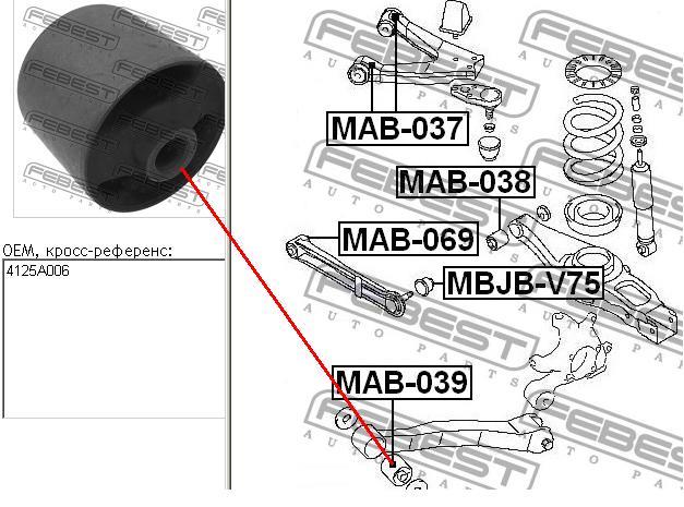 Silentblock wahacza podłużnego tylnego dolnego Mitsubishi Pajero 3 