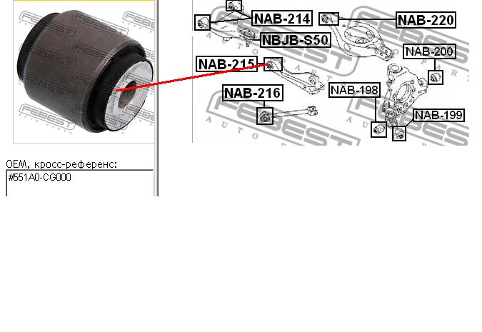 Silentblock tylnego wahacza poprzecznego Febest NAB215 cena, od 11,41 USD