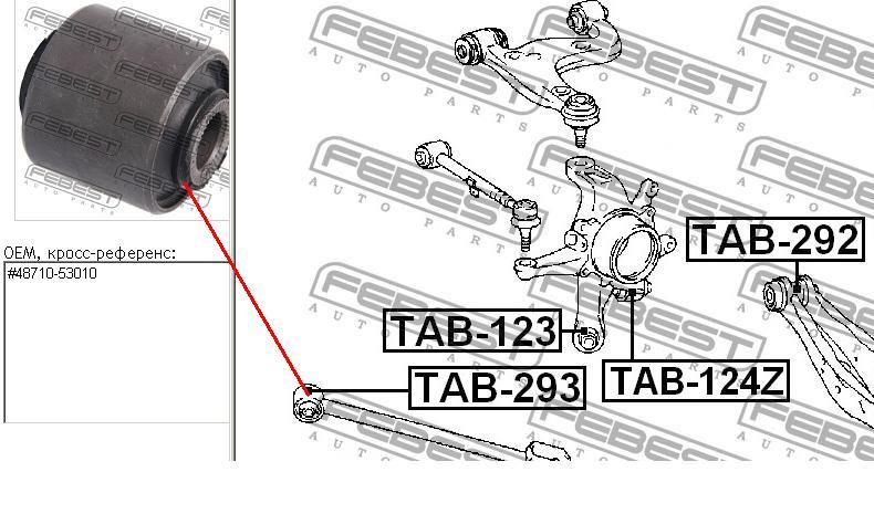 Silentblock wahacza tylnego podłużnego Febest TAB293 cena, od 9,87 USD