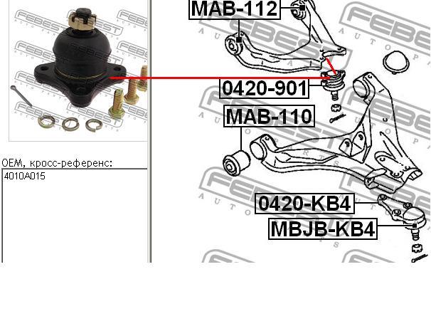 4010A138 Mitsubishi Sworzeń wahacza górny
