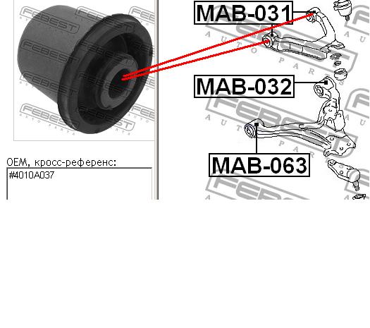 Silentblock przedniego wahacza górnego Febest MAB031 cena, od 12,09 USD