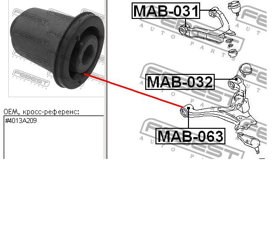 Silentblock przedniego wahacza dolnego Febest MAB063 cena, od 12,57 USD