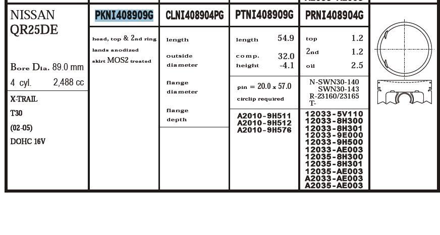 Tłok (komplet na silnik), 2. naprawa (+0,50) 44328050 Teikin