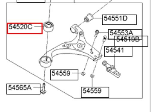 Silentblock przedniego wahacza dolnego Hyundai/Kia 545842H000 cena, od 11,91 USD