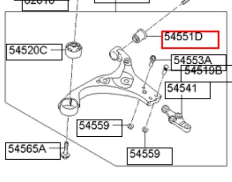 545512H000 Hyundai/Kia Silentblock przedniego wahacza dolnego