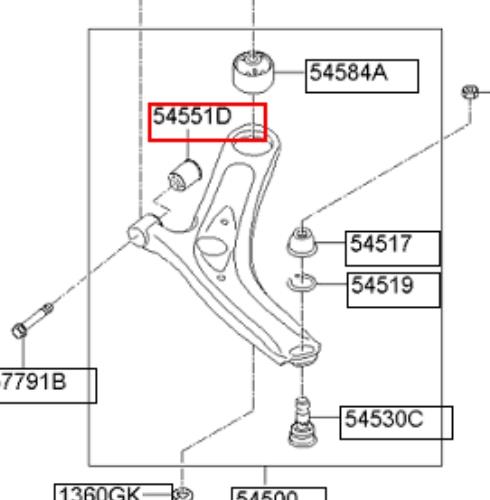 38HY0100 As Metal silentblock przedniego wahacza dolnego