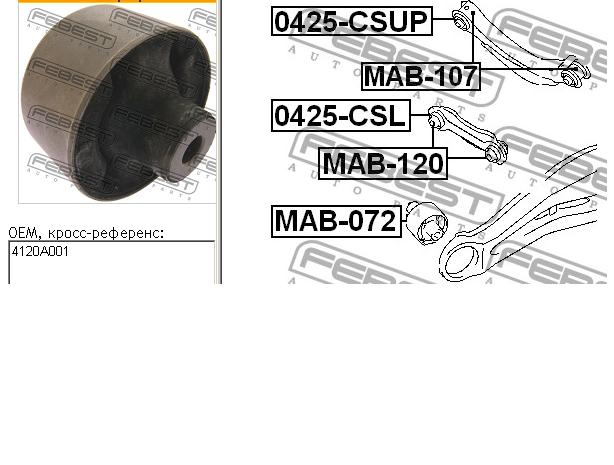 Silentblock wahacza podłużnego tylnego dolnego Mitsubishi Outlander 1 (CU)