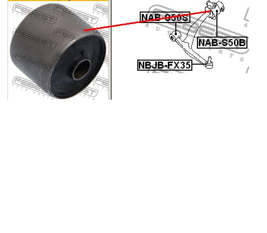 Silentblock przedniego wahacza dolnego Febest NABS50B cena, od 23,70 USD